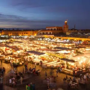 Djemaa el Fna at evening in Marrakech, Morocco
