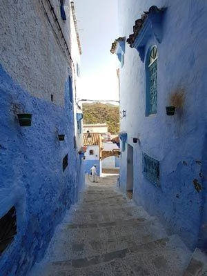Morocco Mediterranean coast, street scene in Chefchaoun
