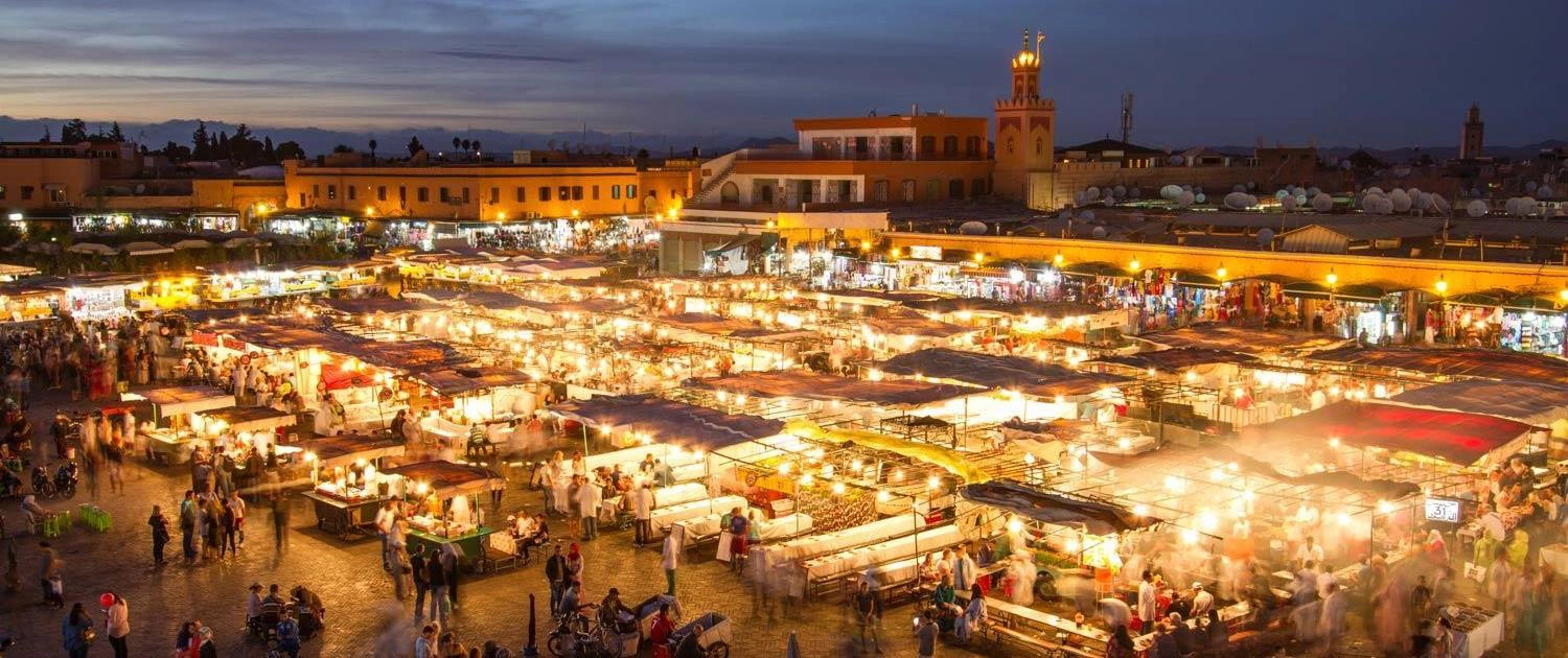 Morocco round trip, Djemaa el Fna by night in Marraksch, Morocco