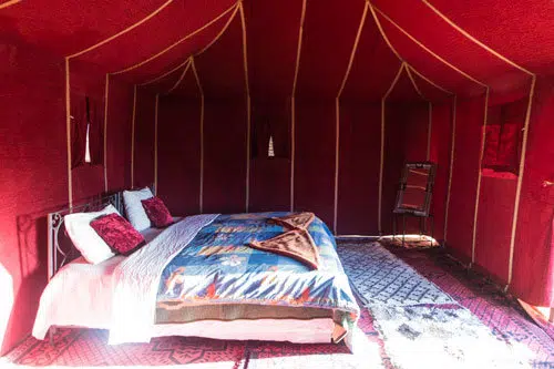 Experience South Morocco from Marrakech 6 days, standard nomad tent in the Sahara at Erg Chegaga