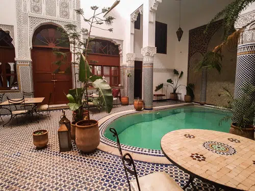 Morocco round trip from Marrakech 10 days, Riad courtyard in Fès